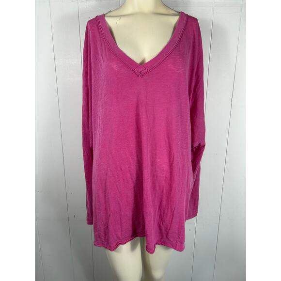 Free People We The Free On My Mind V-Neck Top in Azalea. Size L. NWT - Picture 2 of 9